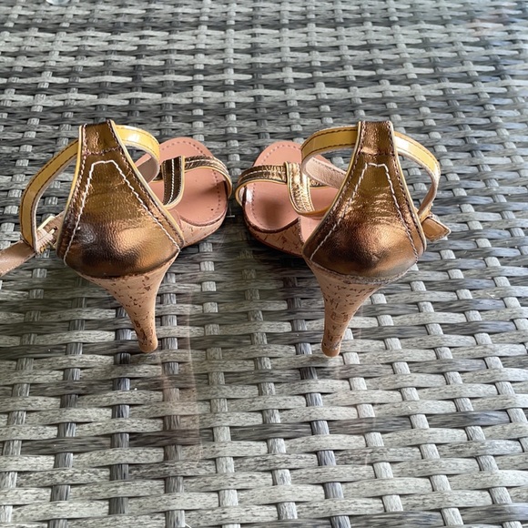 Coach Gold Leather Strapped Heels - Picture 5 of 8